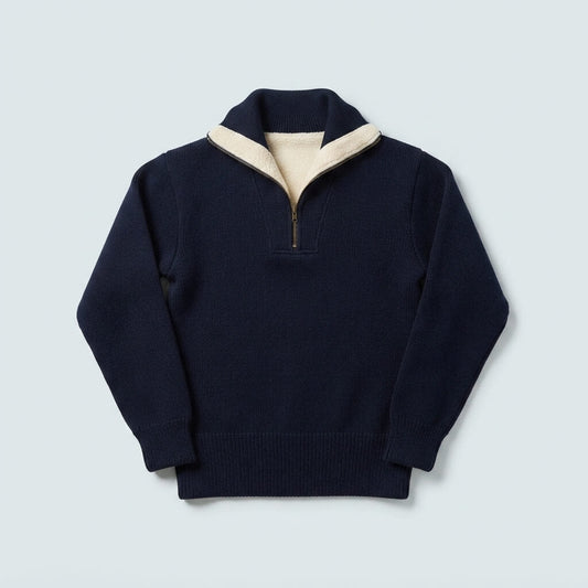 Submariners Quarter Zip Jumper — 100% British Wool | Brass Zip, Thumb Slot Cuffs