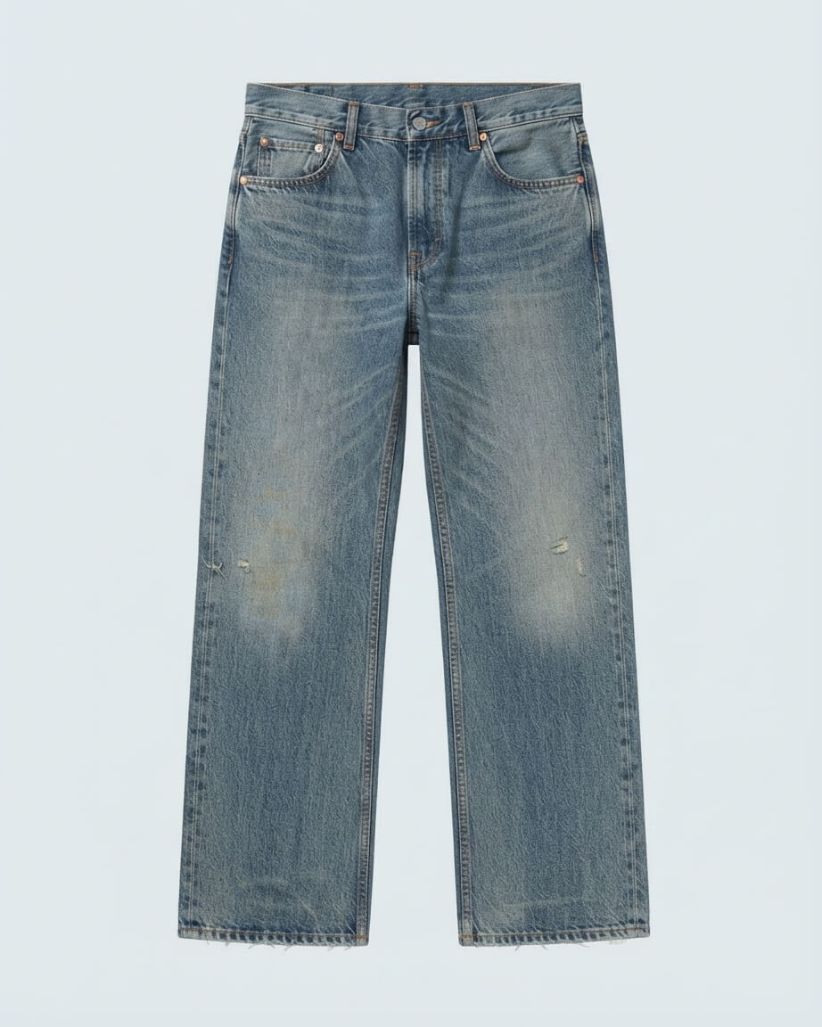 Cowboy Jean — 100% Cotton Denim | Loose Straight Leg, Raw Hem